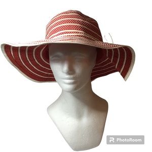 Women’s Red And White Sun Beach Gardening Hat NWT
